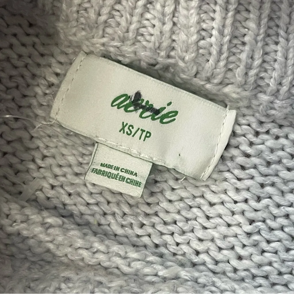 AERIE Oh Snow Soft Sweater XS Grey Yellow Stripe NEW Oversized Mockneck Cozy - Image 4