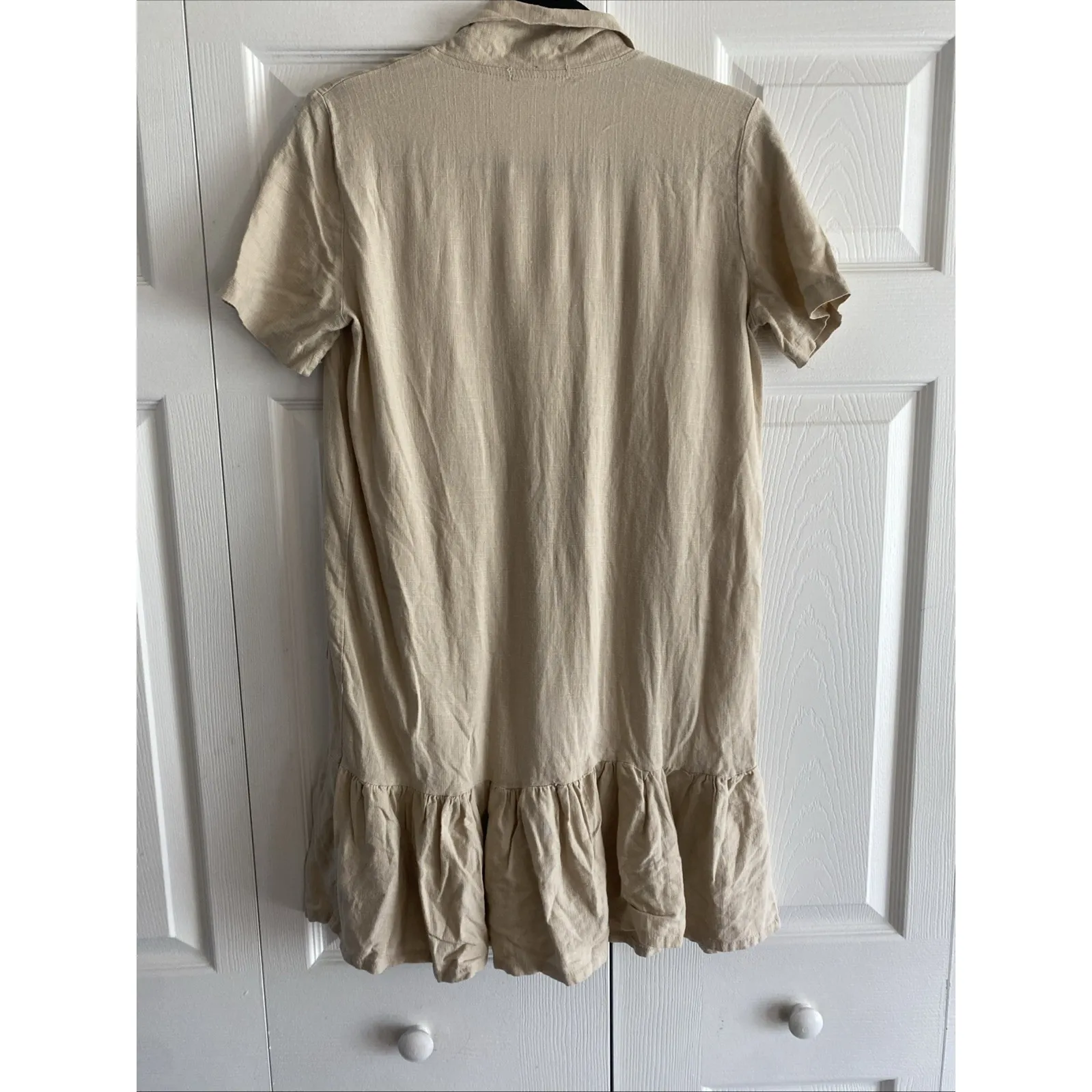 Darphin Womens Medium Linen Dress Tiered Ruffle Clean Girl Lagom Brown - Image 7