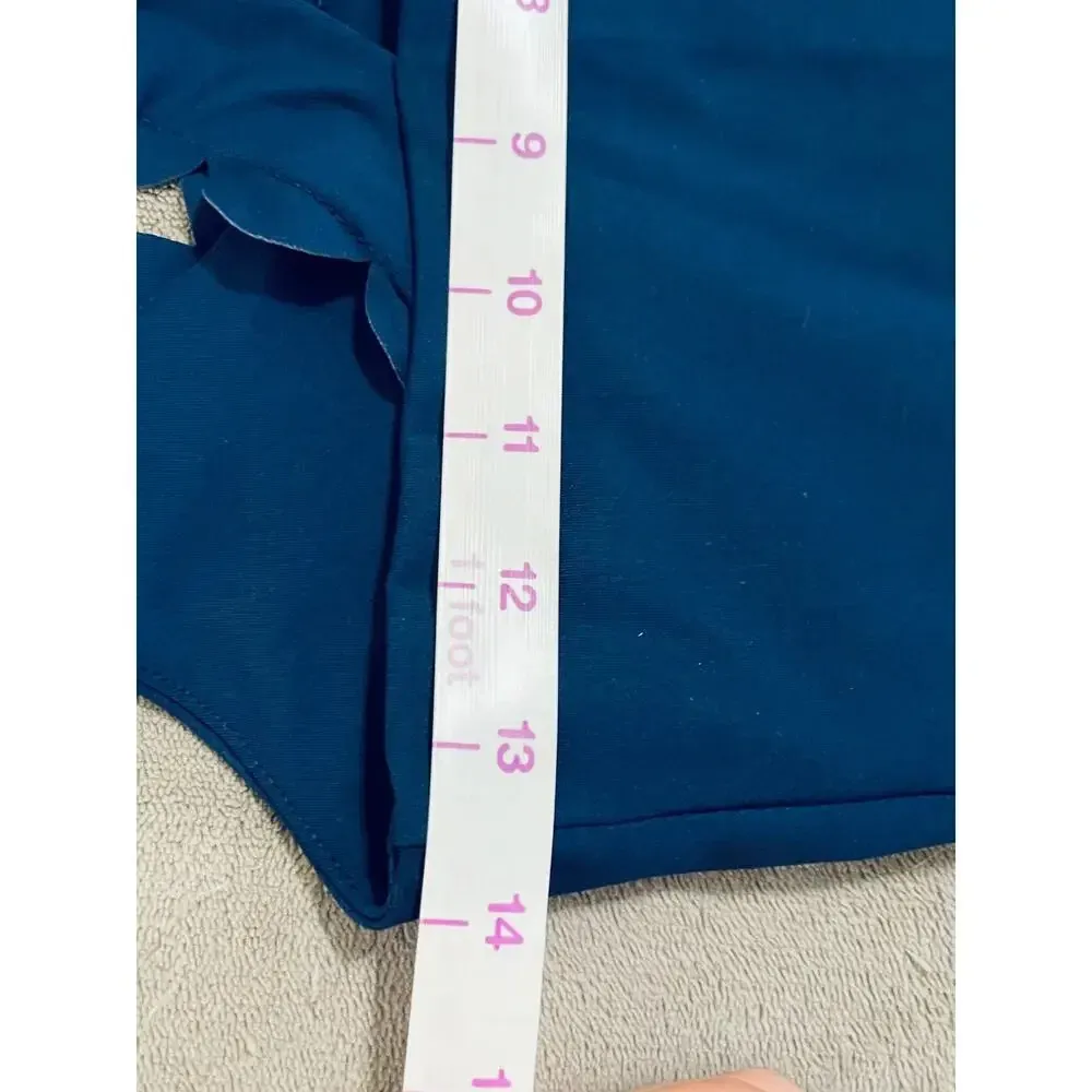 NWT J.Crew Size XS Navy Blue Scalloped Active Stretchy Pull On Mini Dress - Image 7