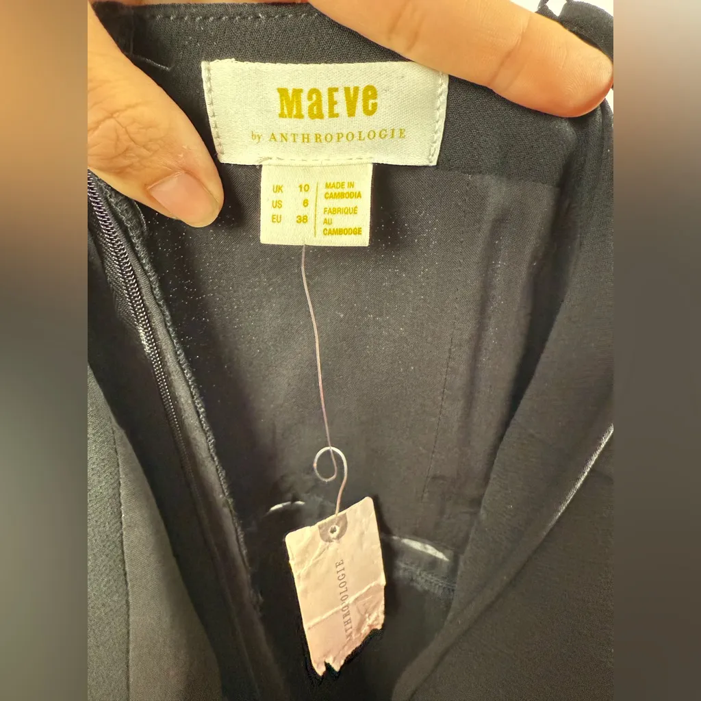 NWT Mave by Anthropologie Magdalena Jumpsuit‎ in Black Size 6 - Image 9