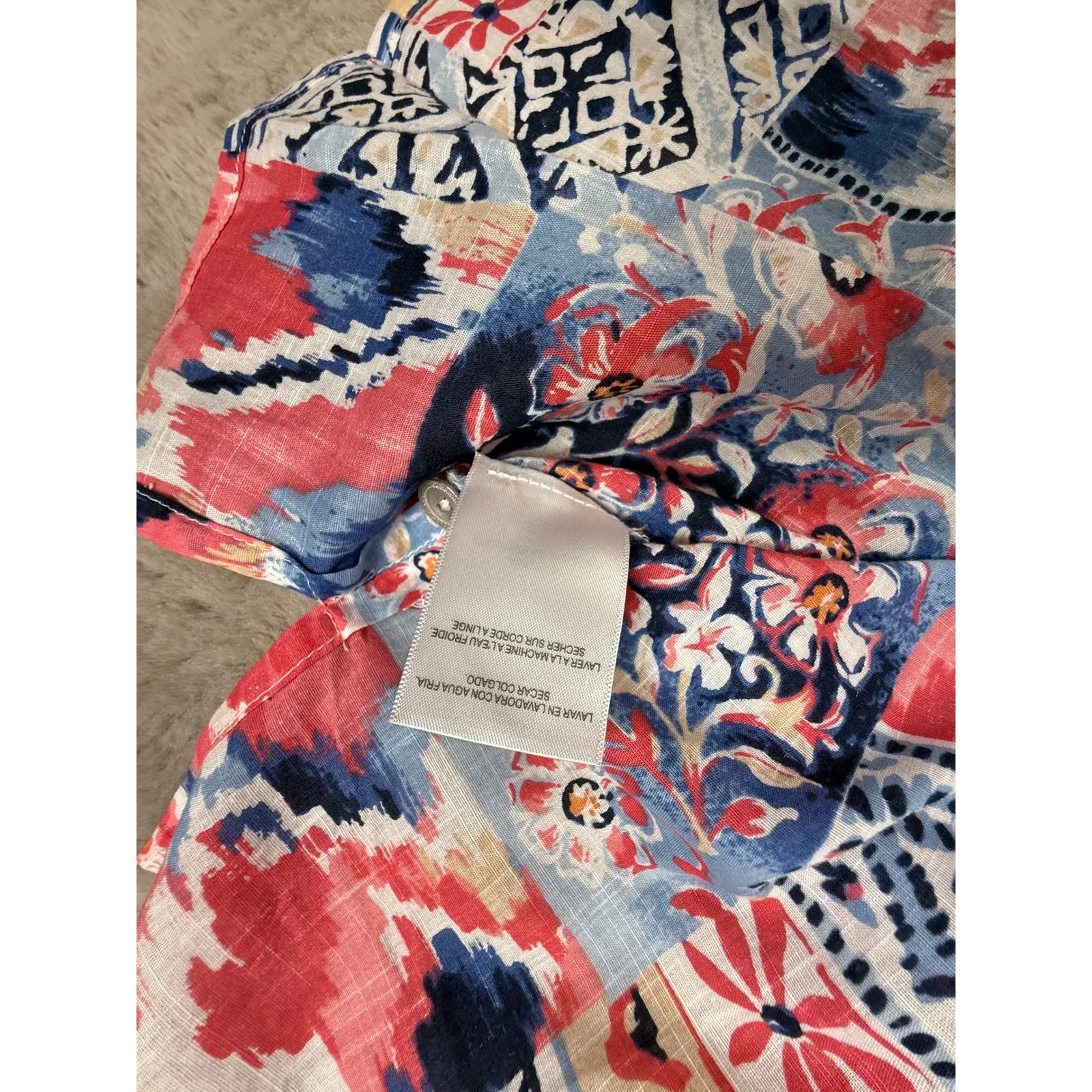 Alfred Dunner Womens Top Size 14 Button Front 3/4 Sleeve Colorful Print - Image 5