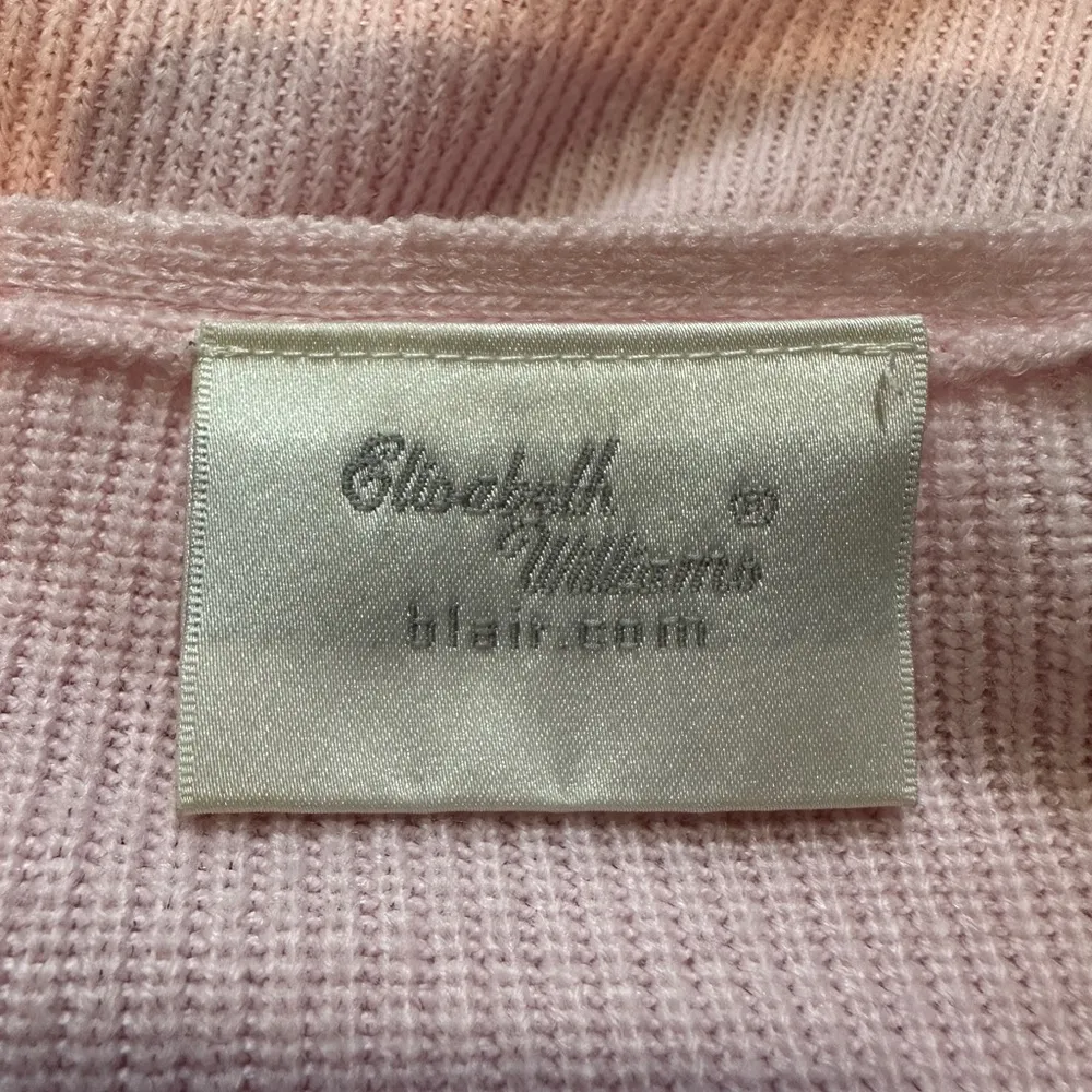 Elizabeth Williams Y2K Pale Pink Twinset Cardigan Thin Ribbed Sweater Medium - Image 14