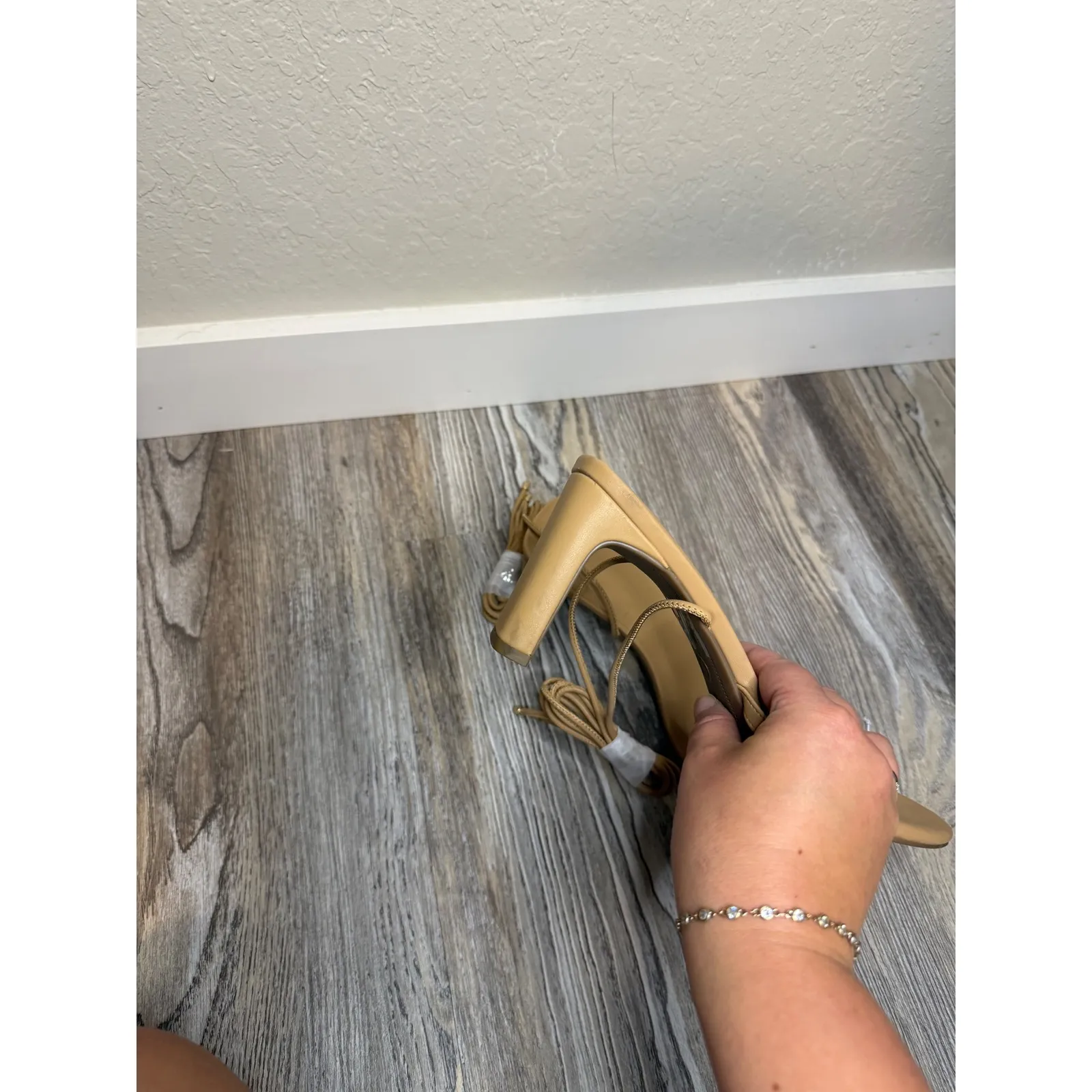 A New Day Nude Tie Up Heels Block Heel Strappy Sandals Women's Shoes - Image 8