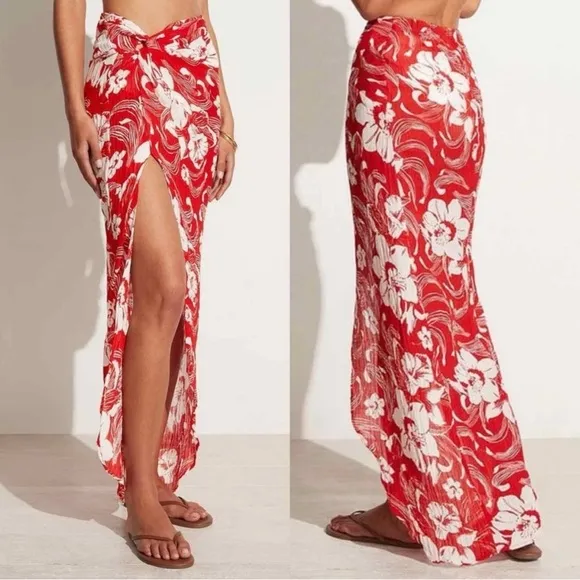 FAITHFULL THE LABEL - LULU MAXI SKIRT CAMARA FLORAL PRINT - RED Size 4 - Image 2