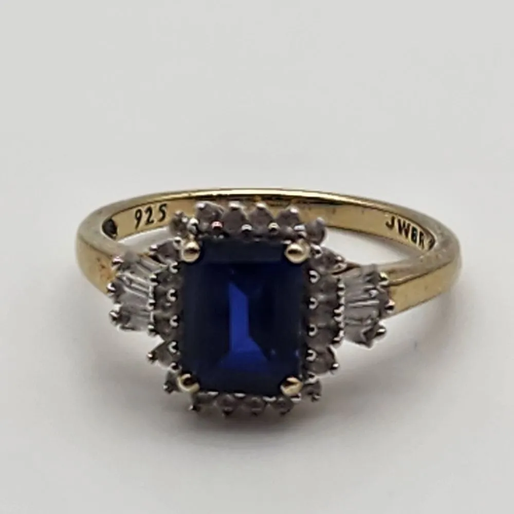 Renaissance Jewelry Gold Plated Sterling Silver Lab Sapphire & Topaz Ring (7) Blue - Image 7