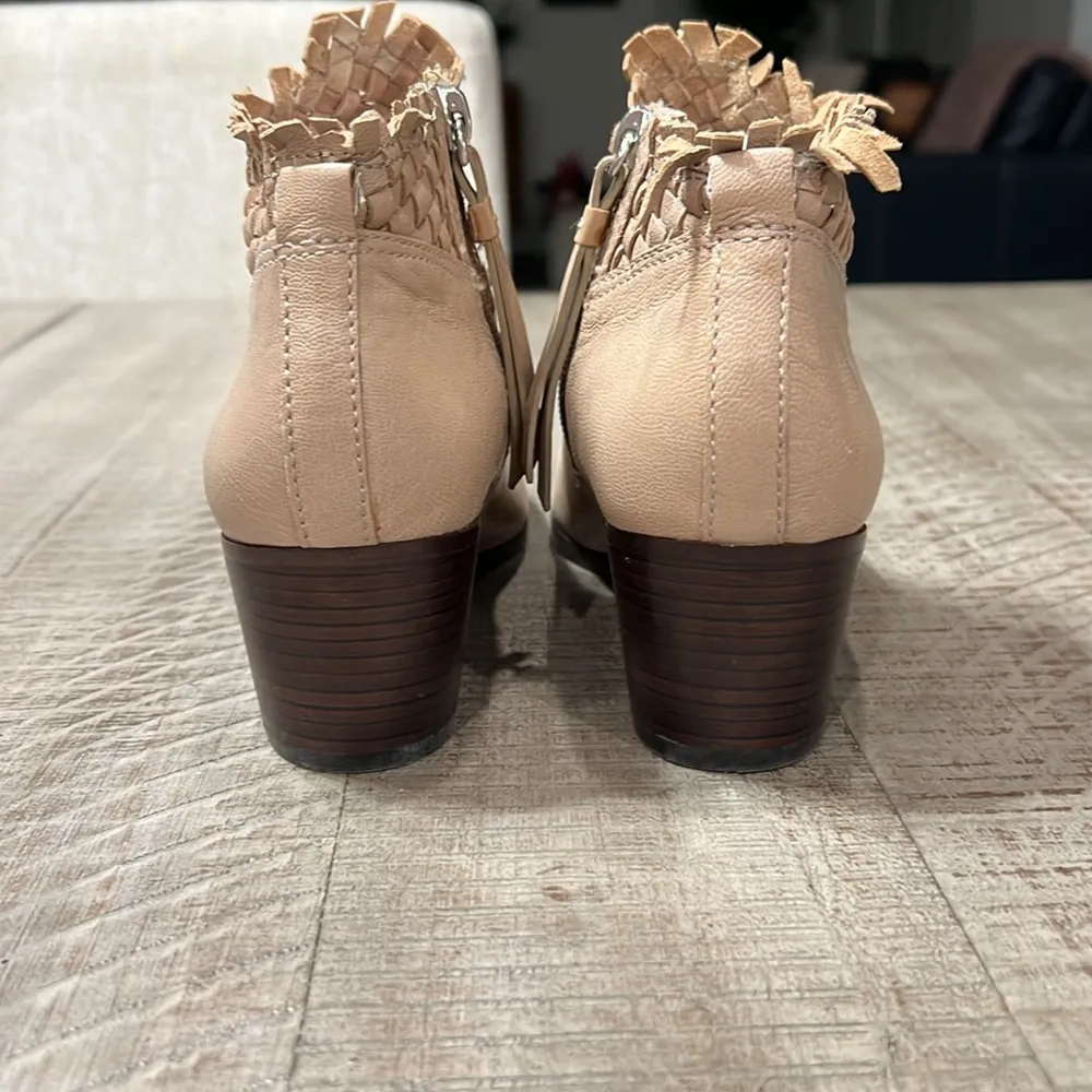 Coach Women's Tan Leather Ryder Booties Woven 2" Block Heel - Image 4