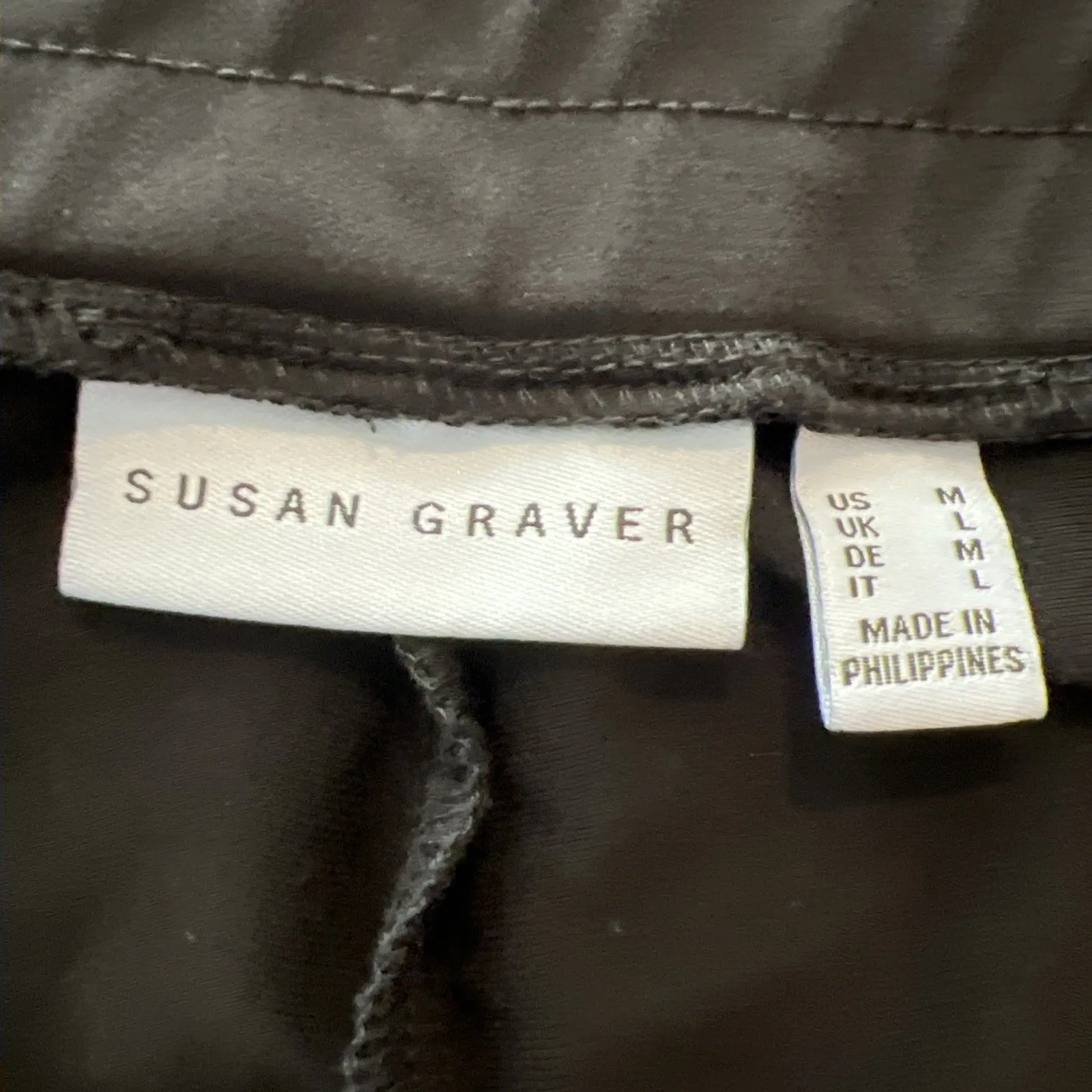 Susan Graver Pants Medium Liquid Knit  Wide Leg Cropped Lot Of 2 Blue Black - Image 6