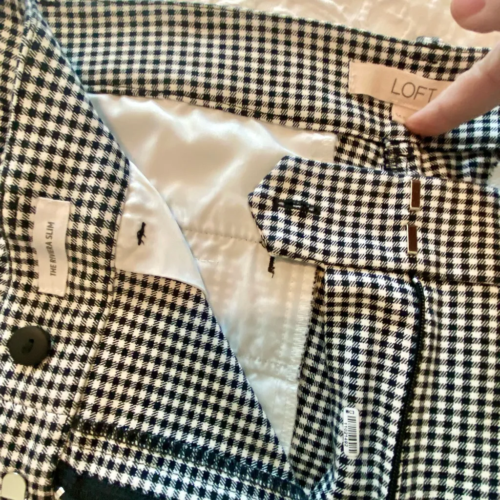 LOFT Riviera Slim Ankle Pants | Black & White Gingham. Size 14 - Image 7