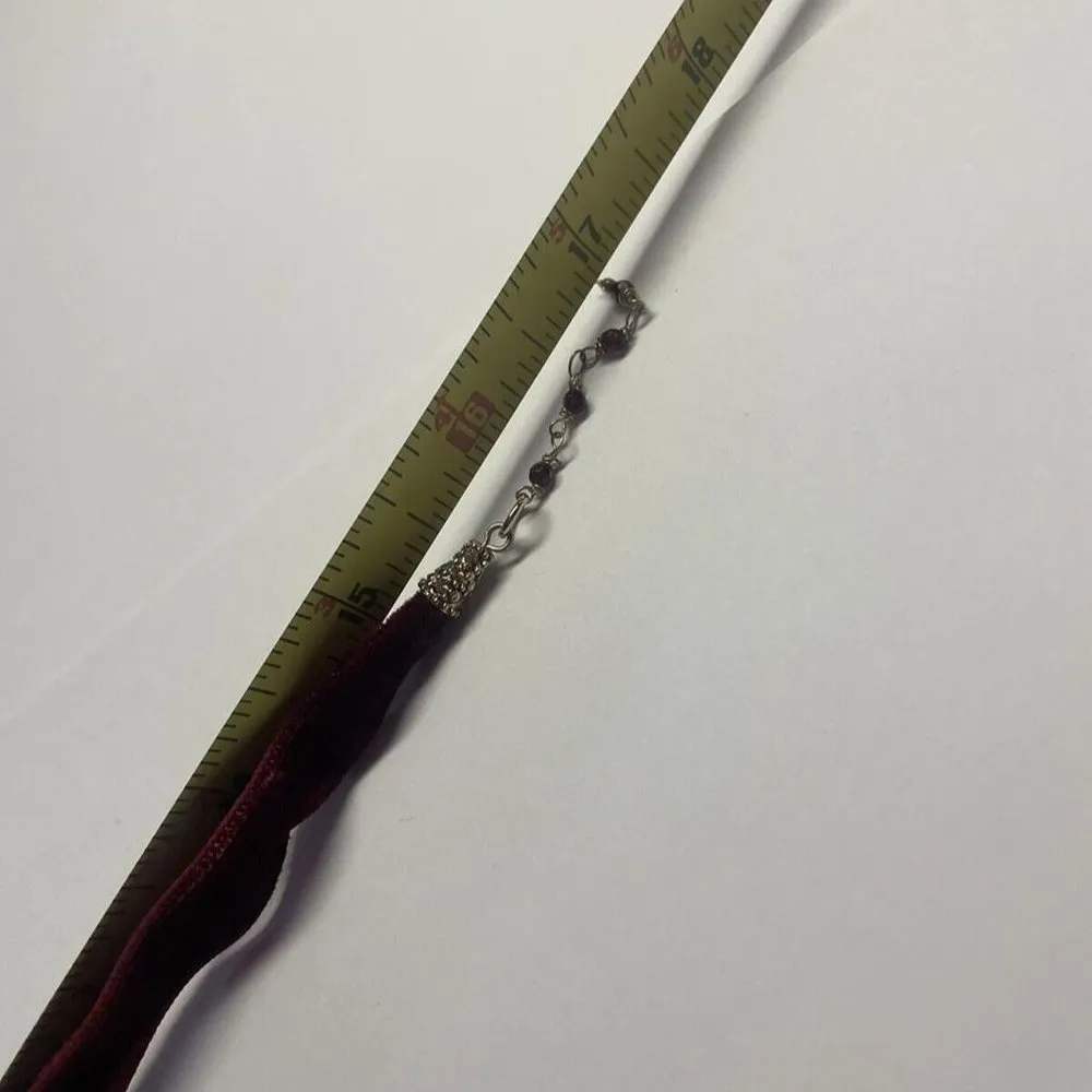 Signed Monet Necklace Gold Tone Maroon Glass Bead / Ribbon - Beaded - Image 11