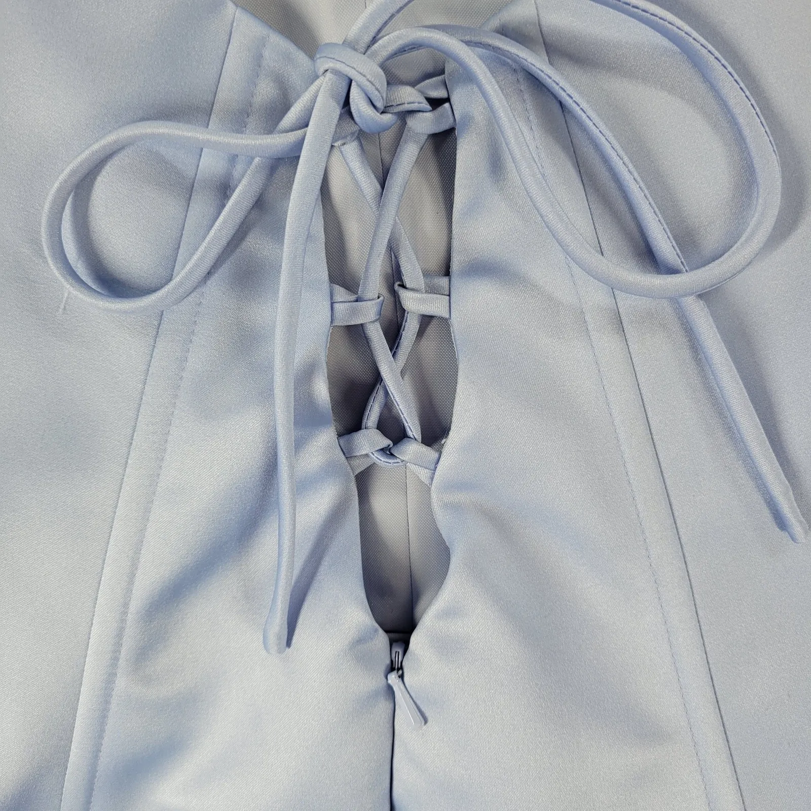 Michelangelo Gown Womens 6 Blue Beaded Whimsical Fairy Corset Halter Prom Dress - Image 6