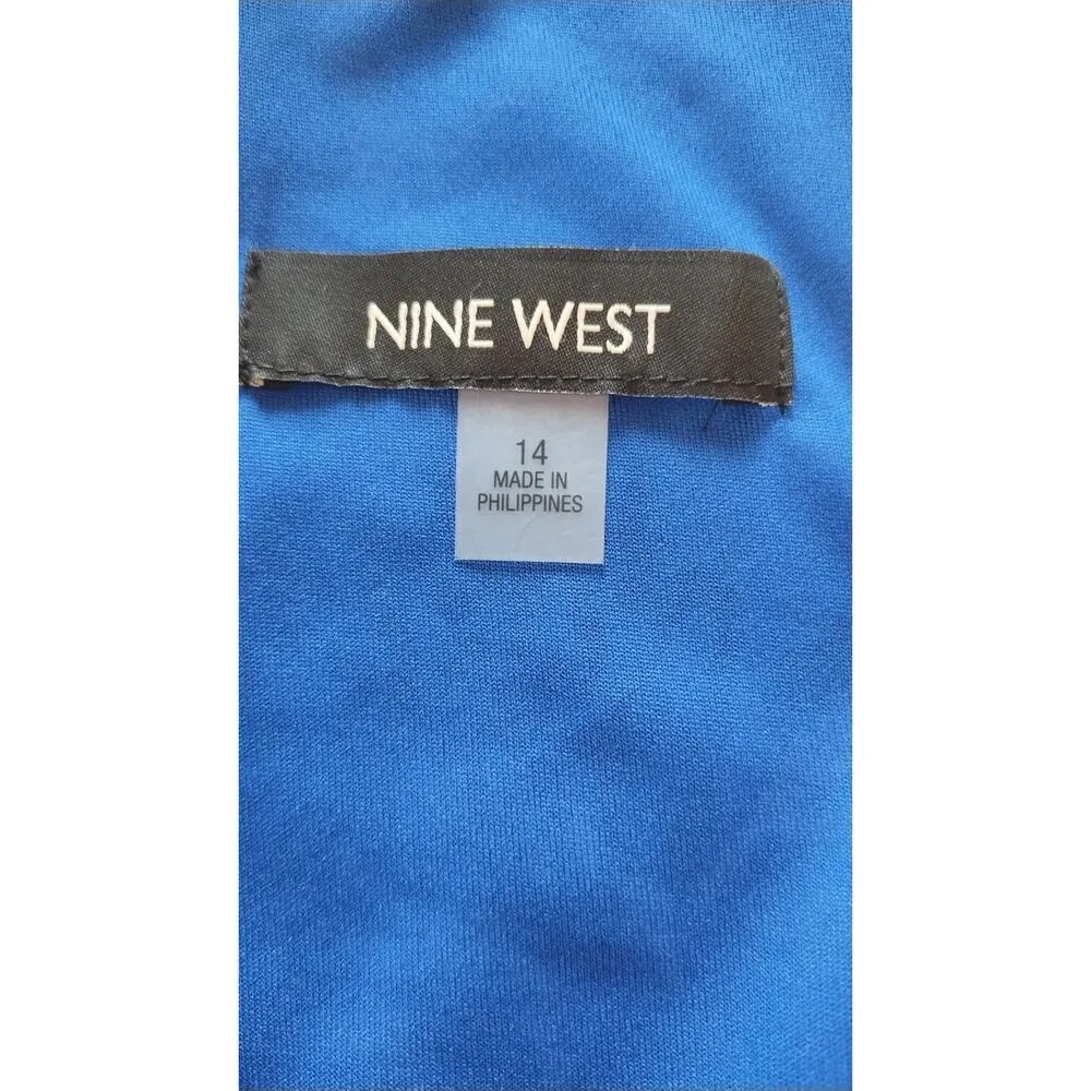 Nine West Blue Bright Surf/Sunflower Abstract Halter Stretch Maxi Dress Sz14-$98 - Image 5