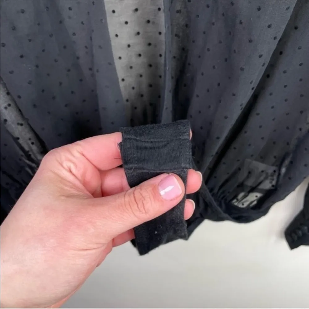 By The Way Black‎ Sheer Swiss Dot Long Sleeve Bodysuit - Image 6