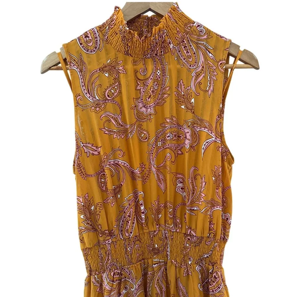 Nanette Lepore Hi-Lo Pink Paisley  Summer Sleeveless in Sun Squash Dress Size 10 - Image 6