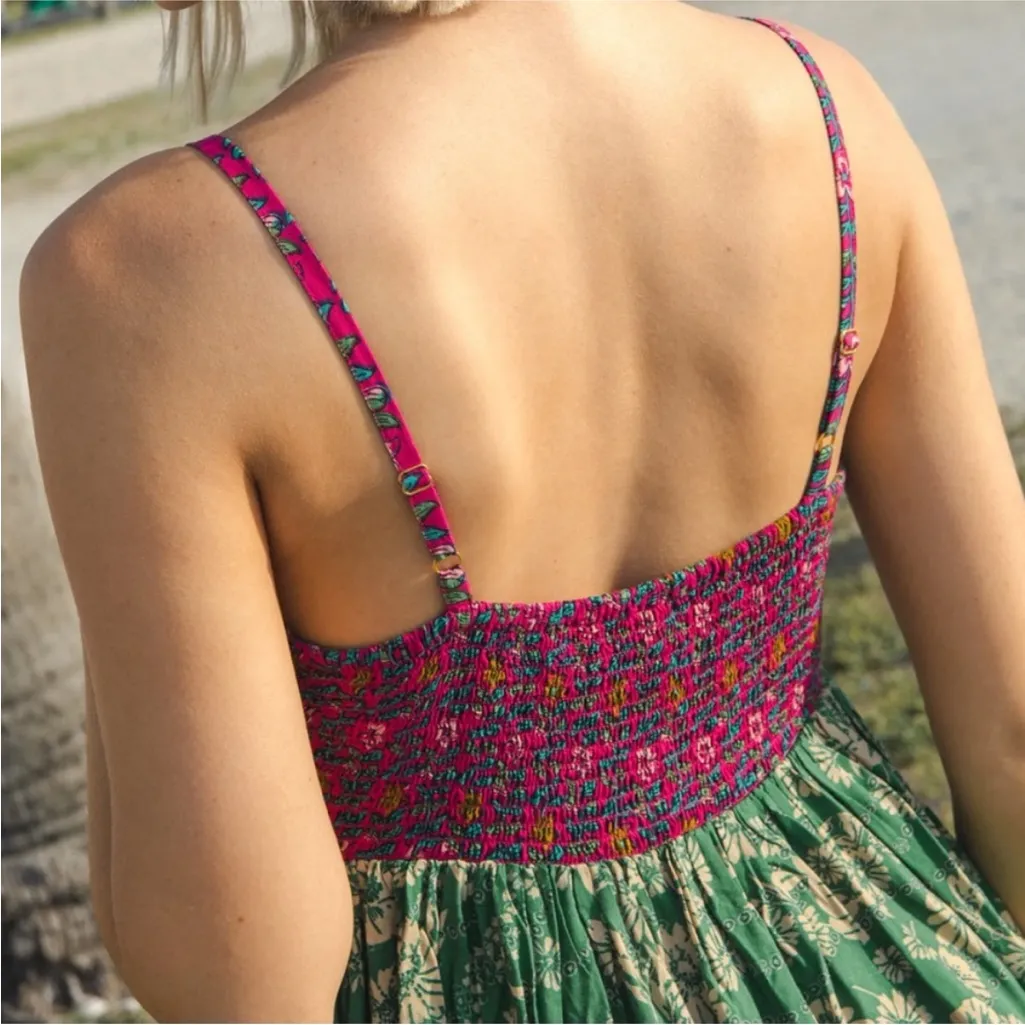 Natural Life Bailey Mini Dress Pink Green Floral Size XS Smocked Strap Sun Dress - Image 13