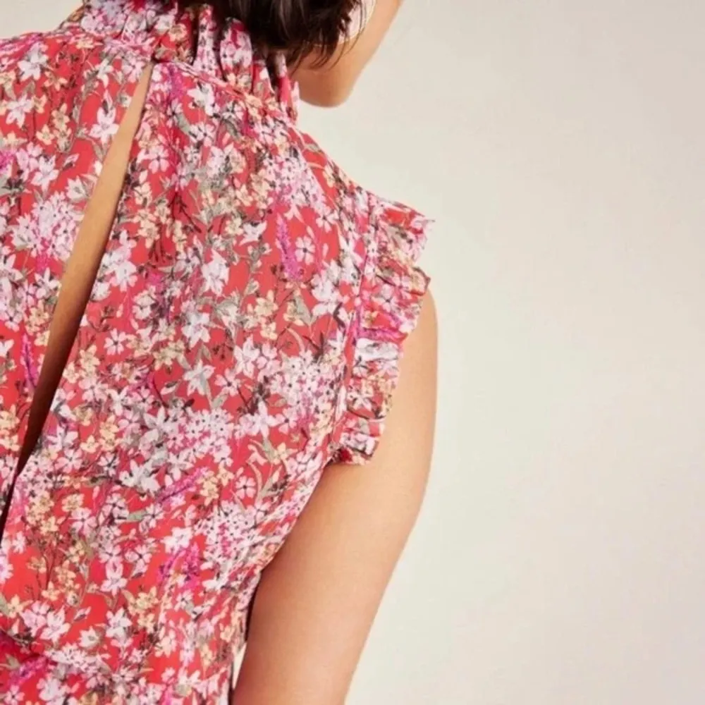 Anthropologie Ali & Jay Women Troubadour Red Floral Ruffle Jumpsuit Size Small - Image 6