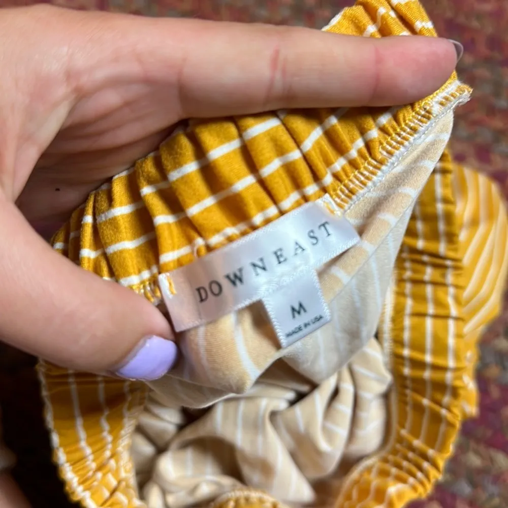 DOWNEAST YELLOW VERTICAL STRIPE MIDI MAXI SKIRT - Image 2