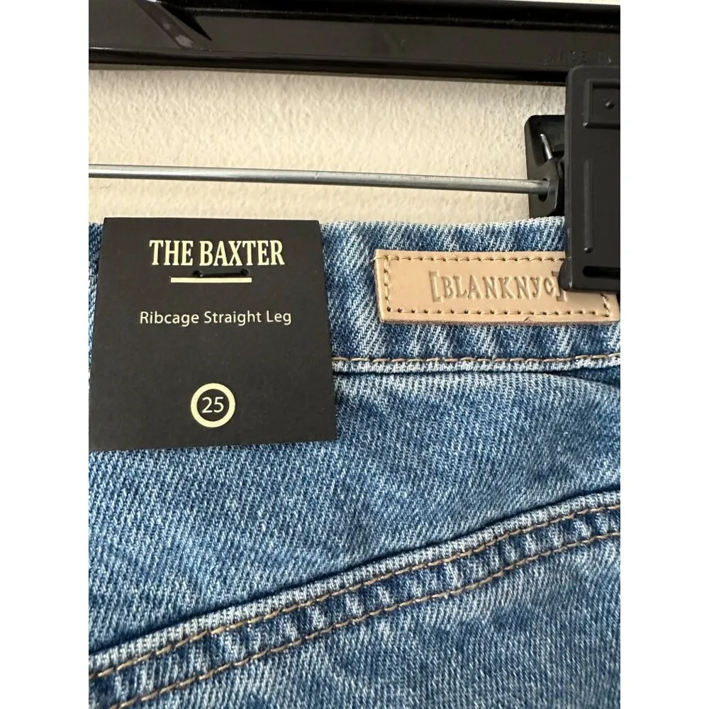 Blankly NYC Baxter Ribcage Straight Leg Jeans Faux Leather Paneling NWOT Sz 25 - Image 4