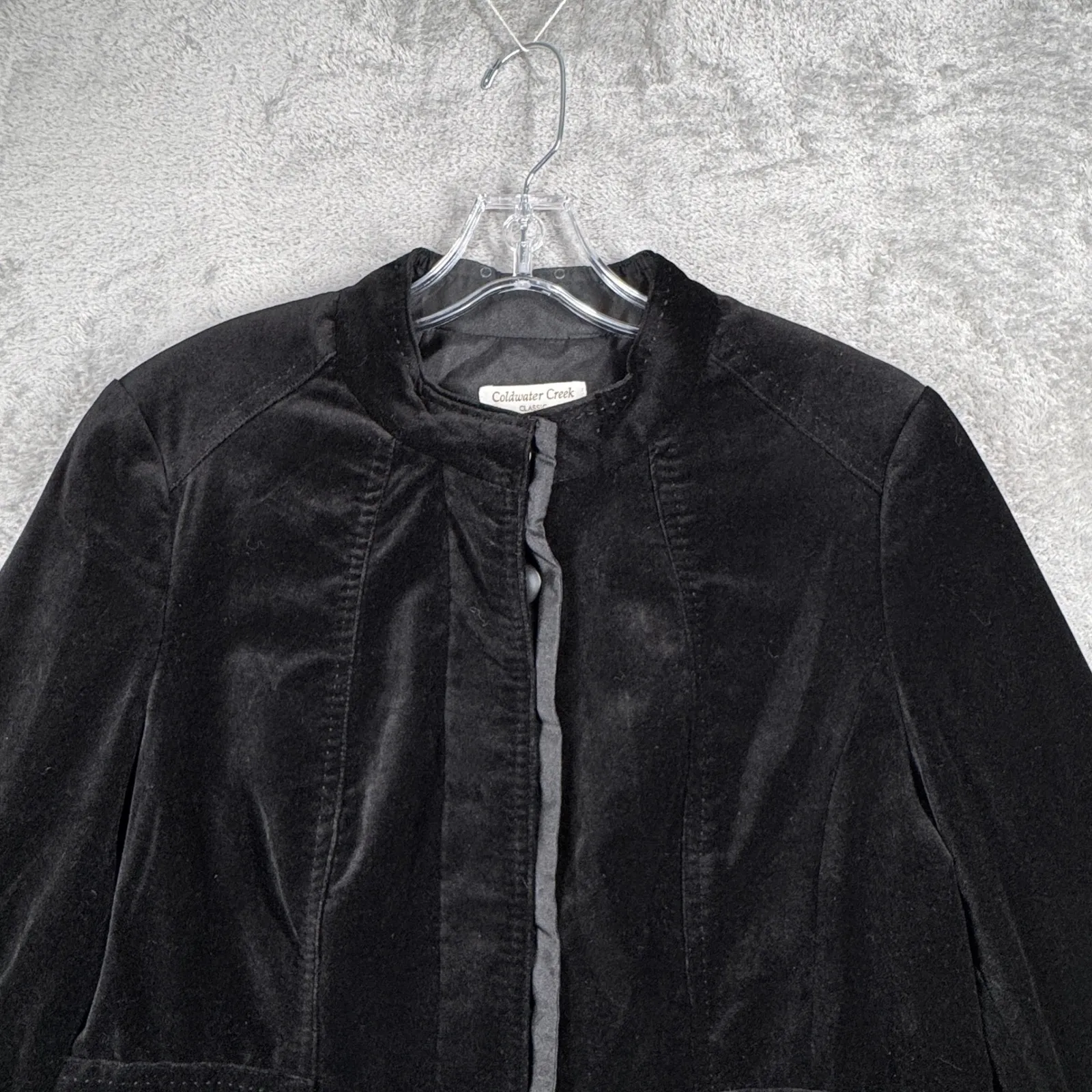 Coldwater Creek Velvet Blazer Jacket Black Womens Size 12 Classic Chic Gothic - Image 4