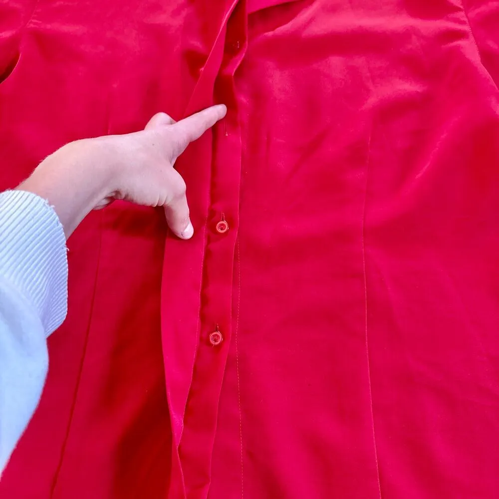 Vintage SHI Red Short Sleeve Button Down Collared Shirt size 14 - Image 3