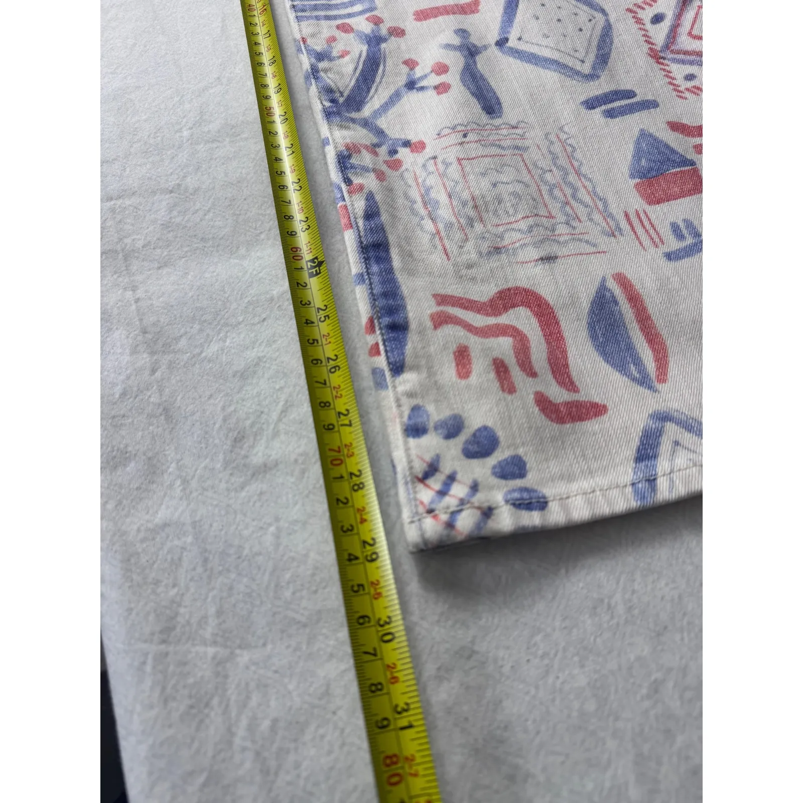 MOTHER The Maven Skimp Jeans Cream Multi Print Wide Leg Cropped Women's Size‎ 27 Blue - Image 12