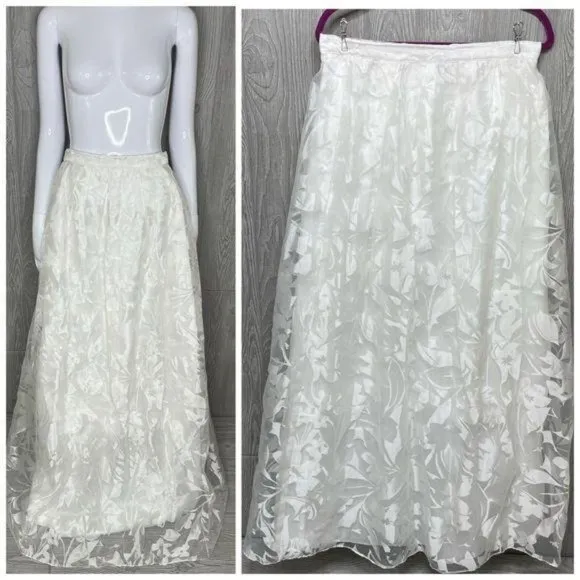 Marina white sheer floral maxi skirt with tulle wedding large - Image 2