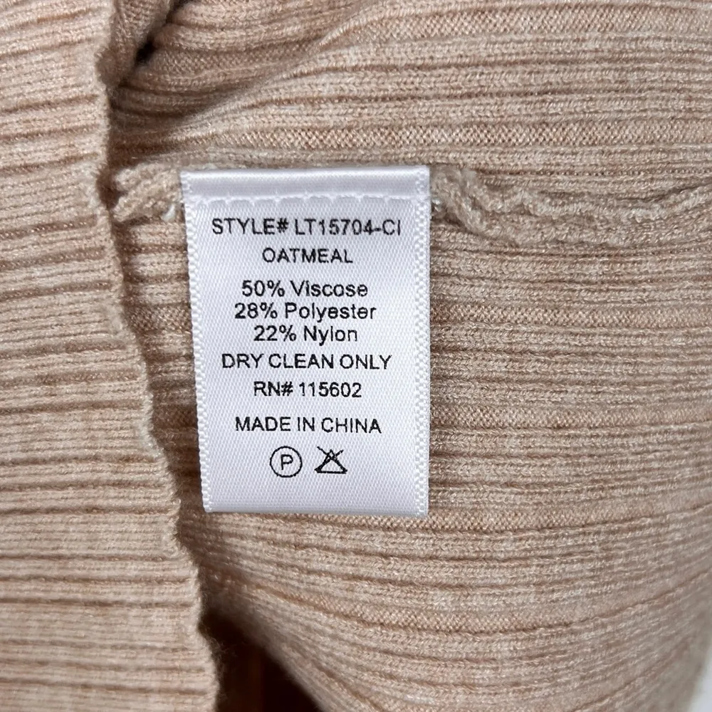 LUSH Puff Sleeve Ribbed Knit Square Neck T-Shirt Oatmeal S Neutral - Image 4