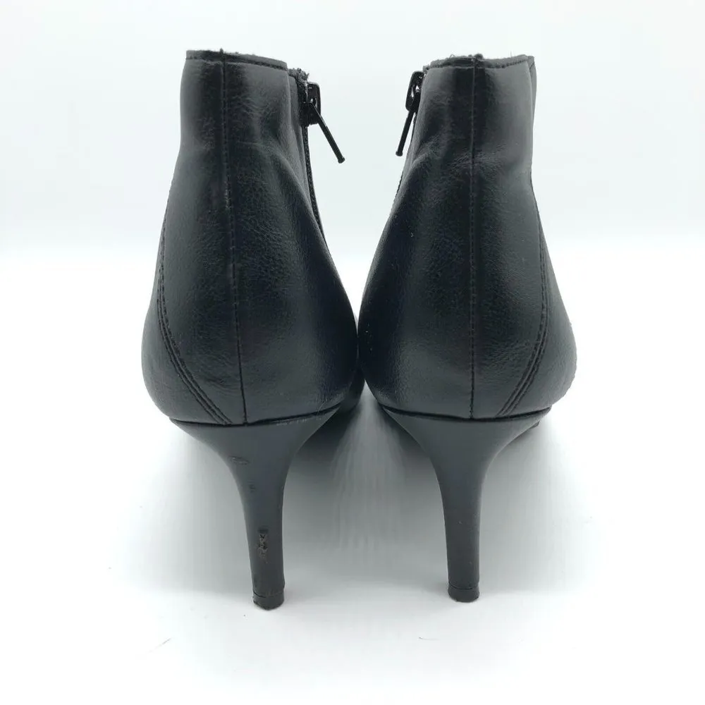 Kelly & Katie Womens Adeelah Ankle Booties Heel Faux Leather Zipper Black Size 9 - Image 4
