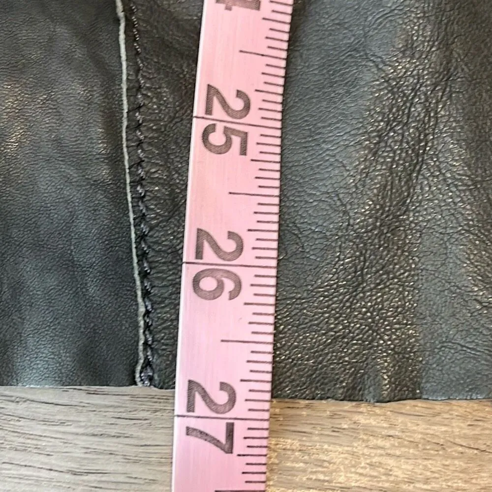 Jakett Etc Womens Leather Long Sleeve Lightweight Blazer Jacket Green Gray Mediu Size M - Image 9