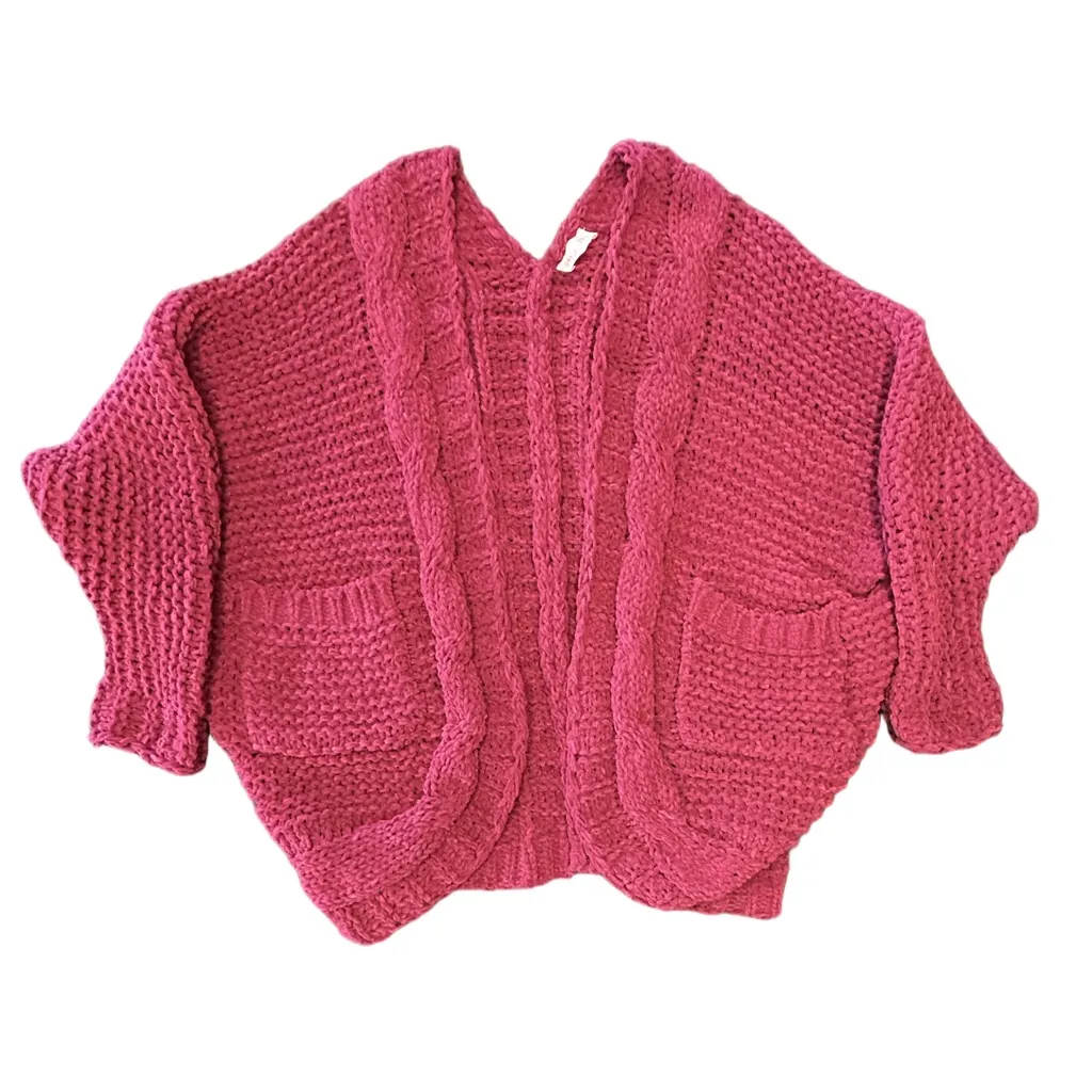 Pink Lily ultra plush comfy cozy soft open front cable knit cardigan sweater SM - Image 4