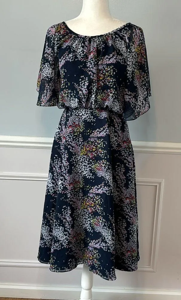 ModCloth Midi Dress Floral Flutter Sleeves Sz Small Flowy Boho Formal Pockets - Image 2