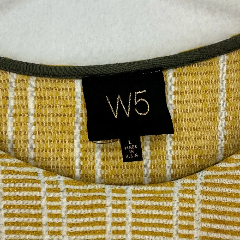 W5 Short Sleeve Striped T Shirt Blouse Womens Large Yellow - Image 7