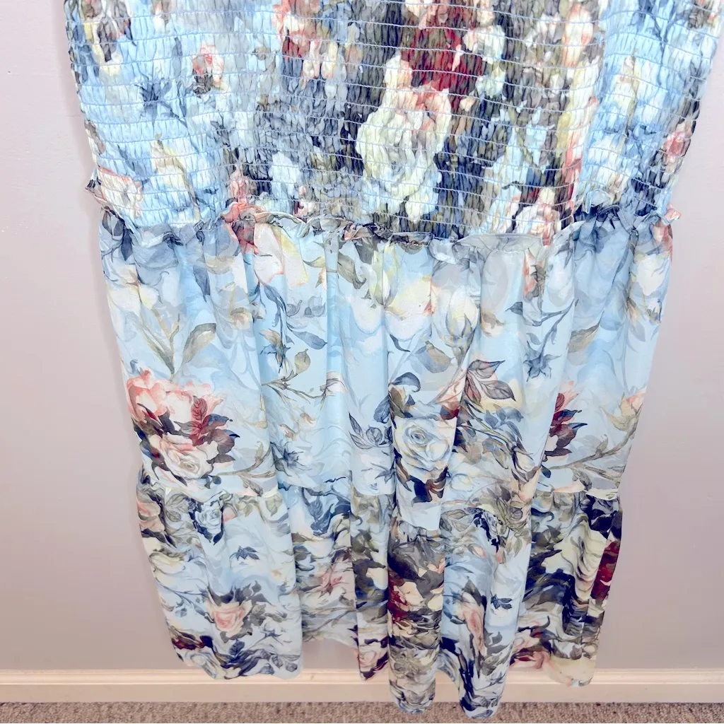 Baltic Born Amalfi Smocked Maxi Dress Blue Floral Size M NWT - Image 11