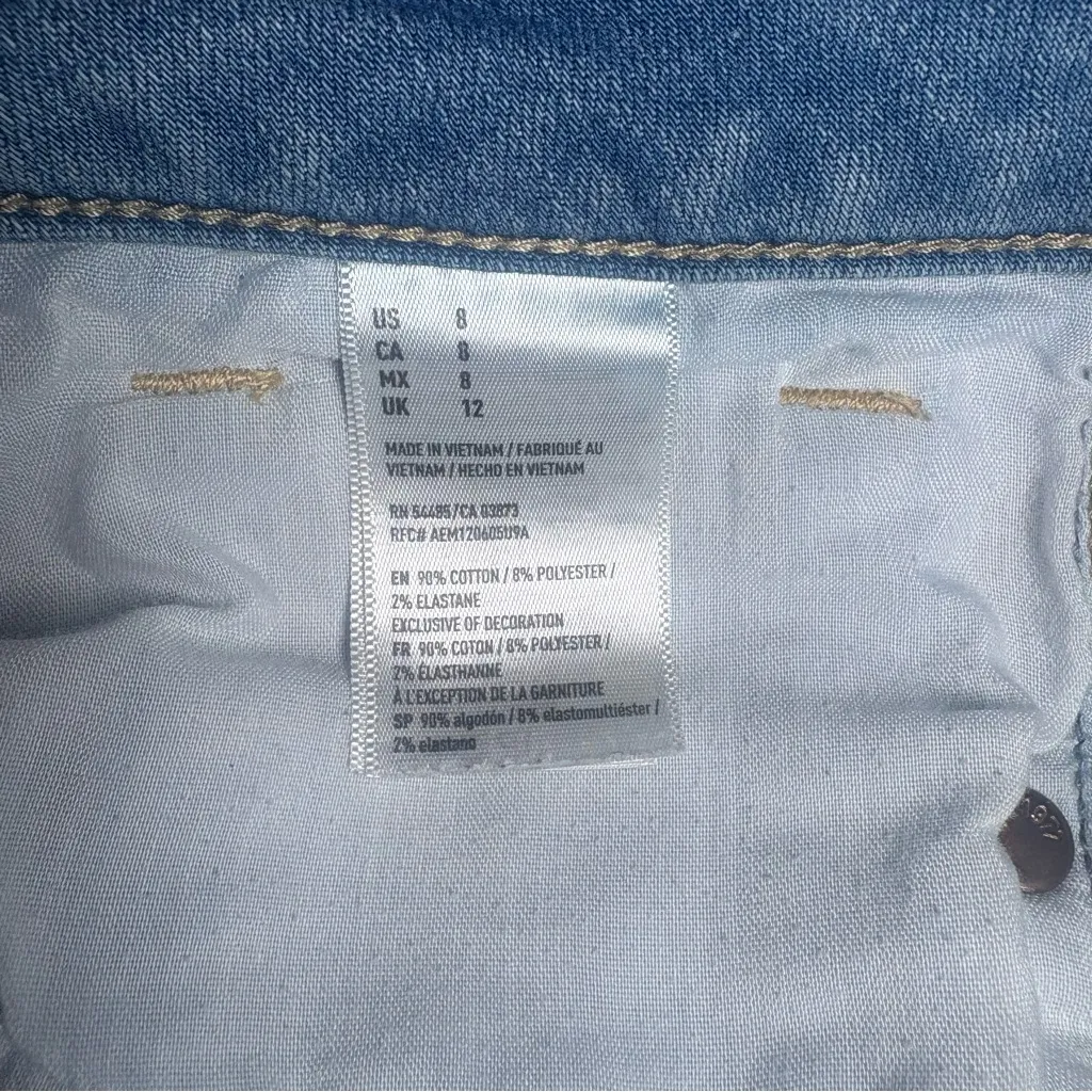 American Eagle Women's Next Level Stretch Denim Jean Shorts Size 0 High V-Rise - Image 8