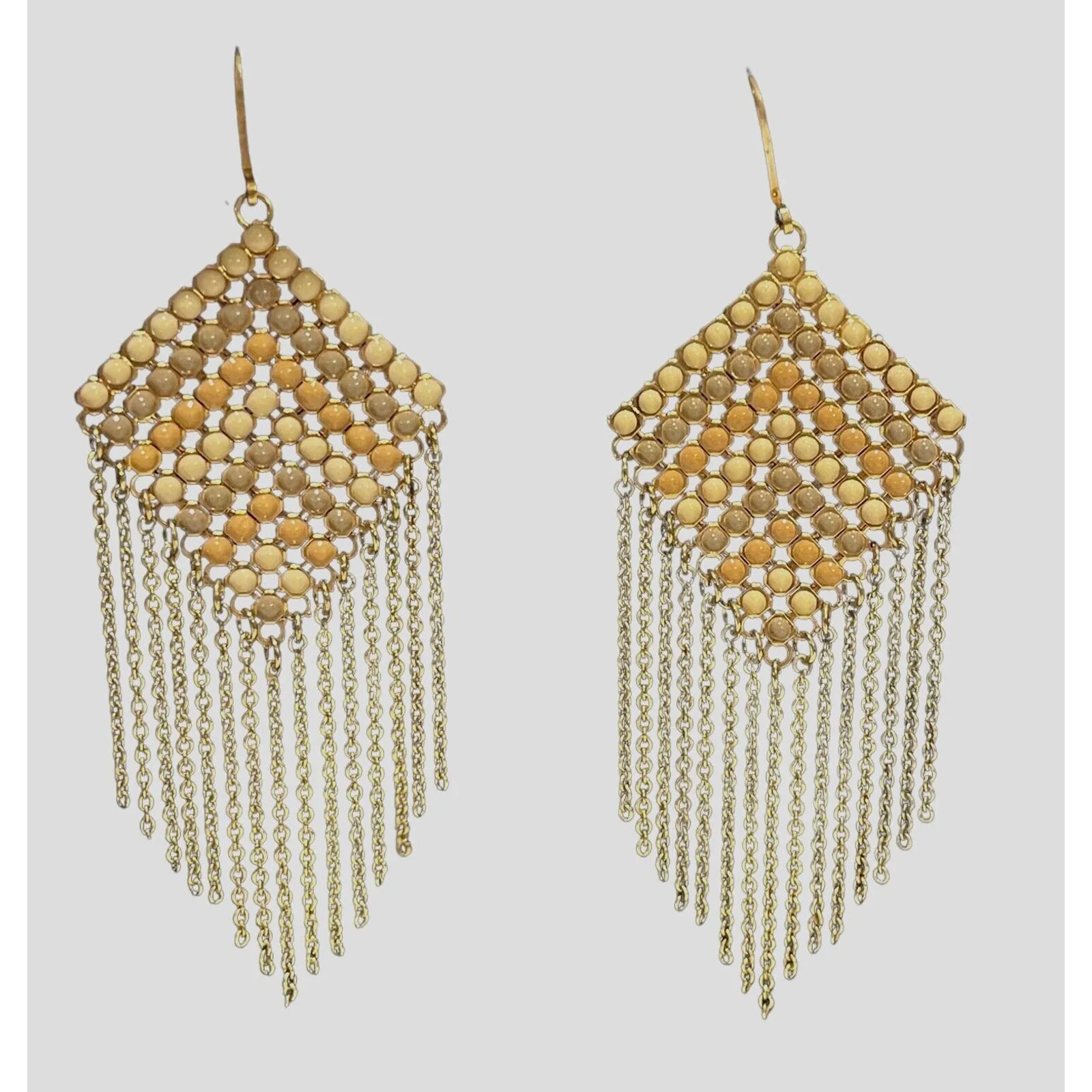 Joan Rivers Fringe Earrings Modern Leverback Gold Silver 3.5" Dangle New Box - Image 3