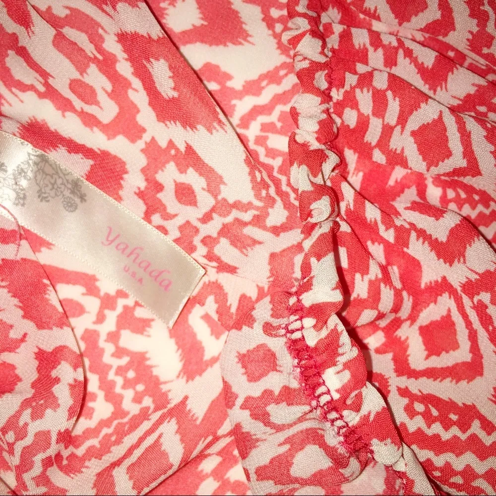 Yahada chevron Aztec print boho bell sleeve top Red Size M - Image 4