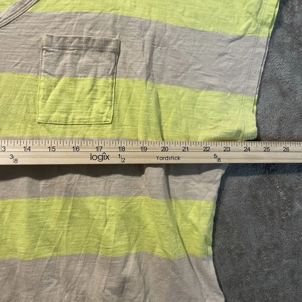 Old Navy Shirt Womens XXL 2X Striped Yellow Tan Tshirt Cap Sleeve Vneck Pocket - Image 5