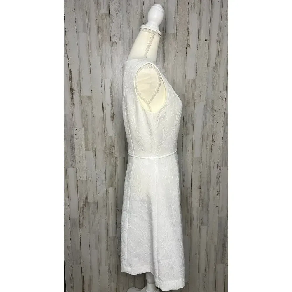 Tahari-Levine Studio Women's White Floral‎ Fit & Flare Dress Size 4 - Image 2