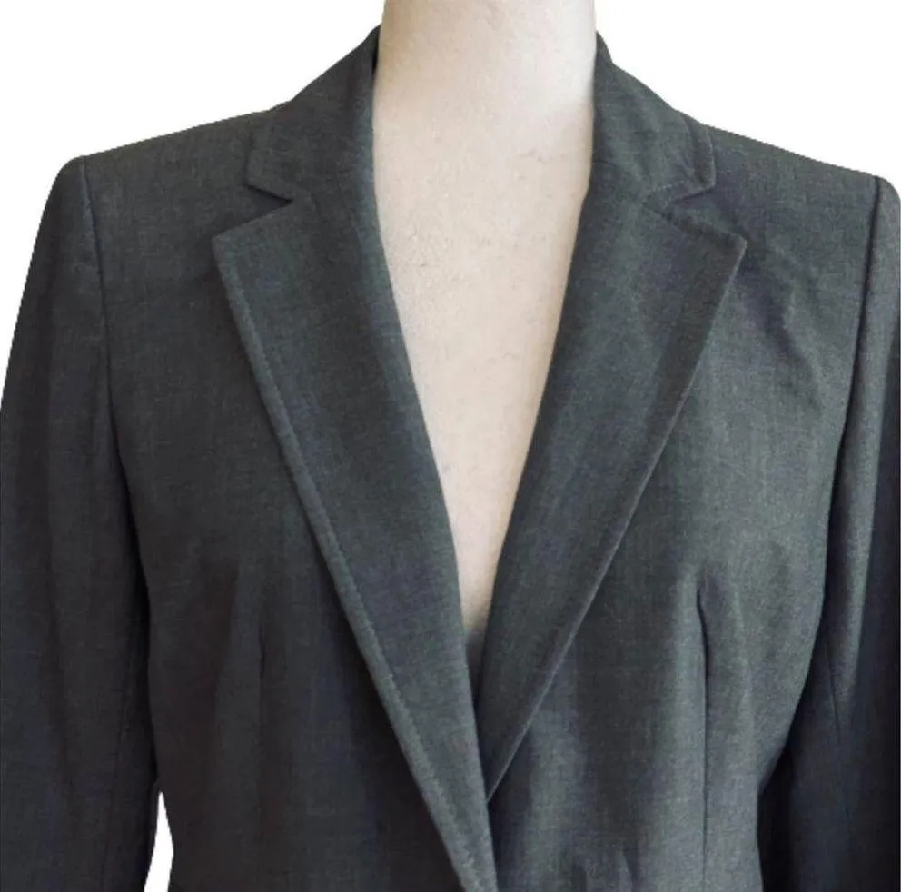 Ann Taylor Loft Petite Blazer Gray Button Front Pockets Career Blazer Size 8P - Image 3