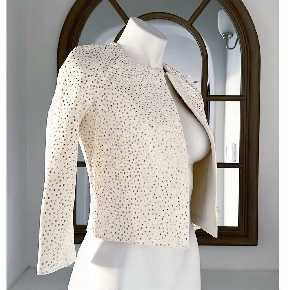 St. John Embellished Knit Jacket in Ecru, Size 0 NEW w/Tag $1,695 - Image 8