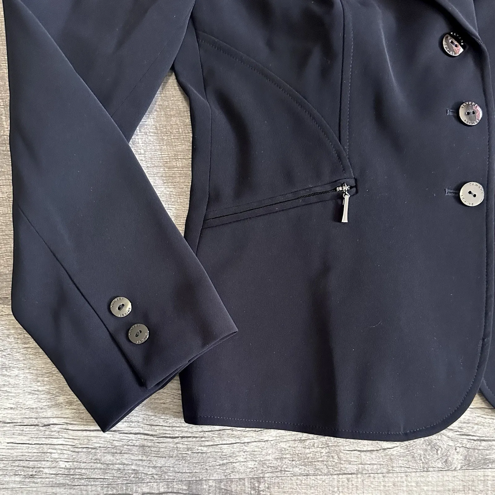 Tahari Arthur S Levine Tailored Black Blazer Suit Jacket Womens 6P Button Lined - Image 3