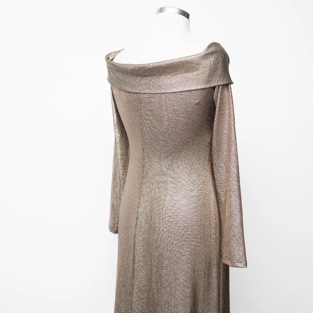 Lauren Ralph Lauren Metallic Gold Evening Gown • Off-Shoulder, Size 10 NWT - Image 15