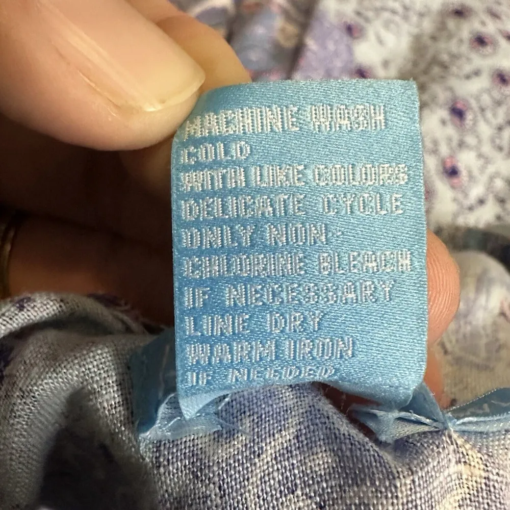 J. McLaughlin Redondo Blue 100% Linen Poncho Caftan Mandala Medium/Large M L - Image 9