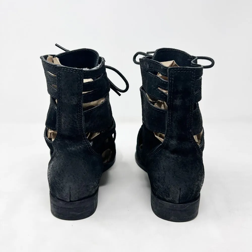 [Jeffrey Campbell] Black Slashed Nubuck Leather Lace Up Combat Boots Size 6.5 - Image 4