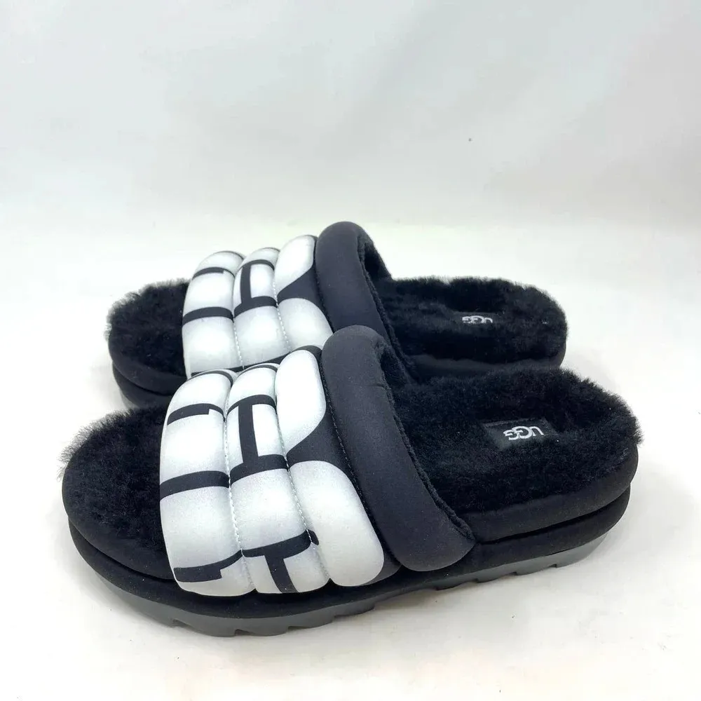 UGG Maxi Genuine Shearling Lined Sandal Black‎ Size US 9 - Image 6