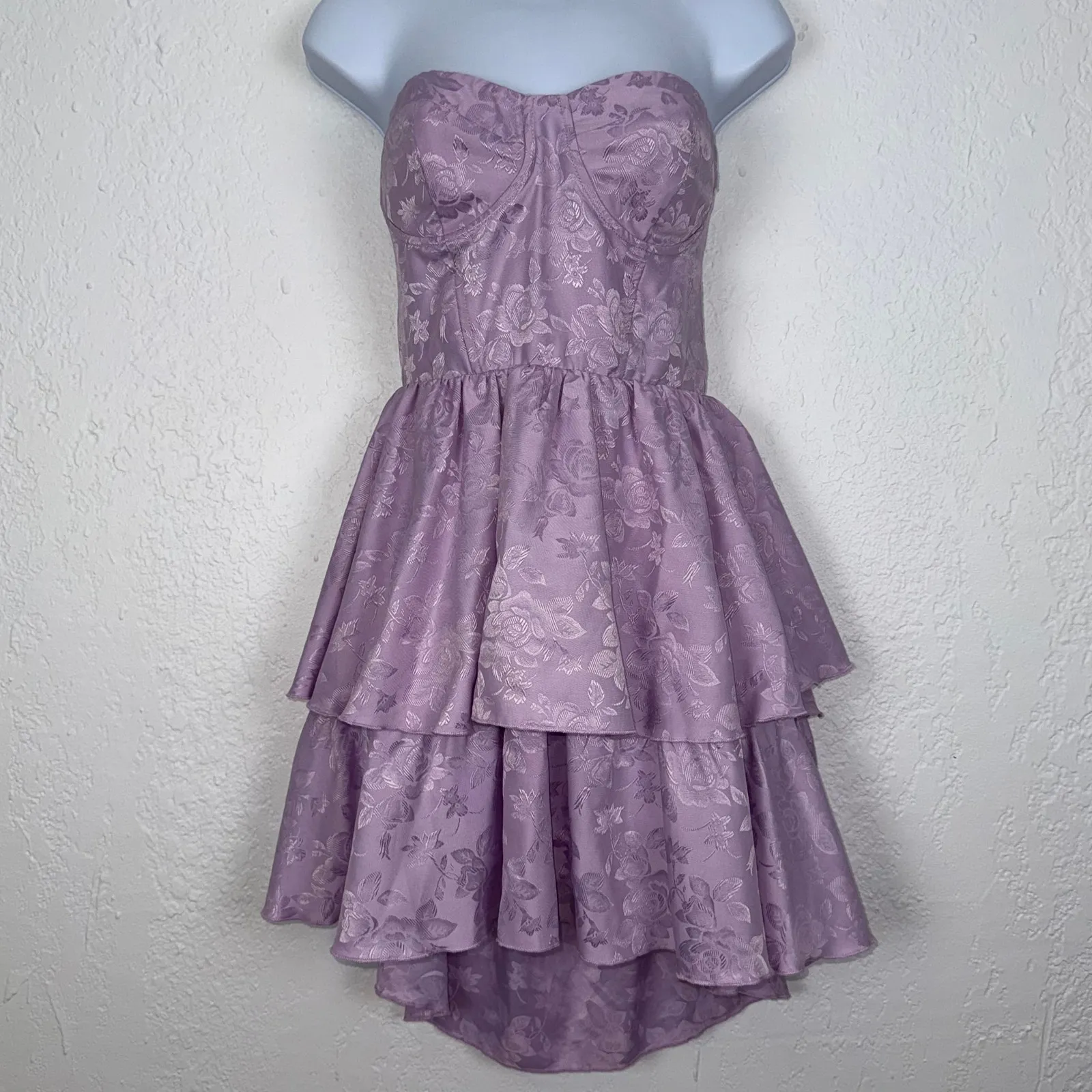Lucy in the Sky Jacquard Corset Mini Dress in Lilac Size XL - Image 3