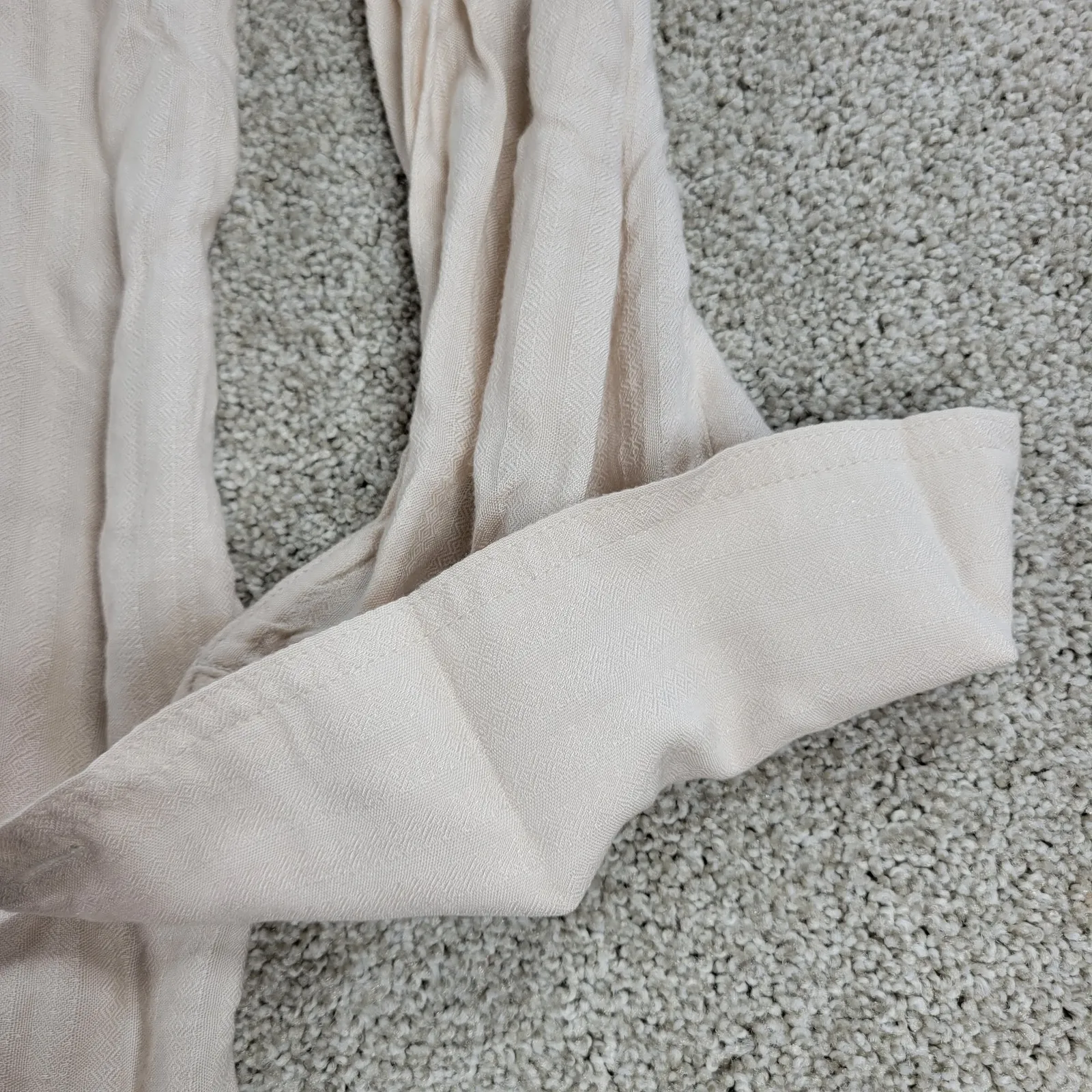 Free People Womens Belted‎ Top Medium Cream Solid Button Down Long Sleeve Blouse - Image 11