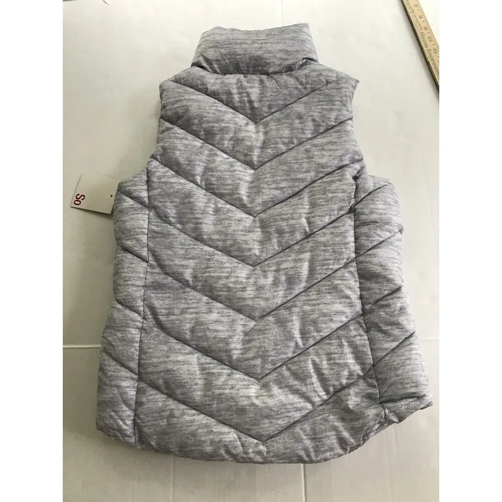 So Puffer Vest Gray Print Full Zipper Pockets Size XS NWT 100% Polyester - Image 8