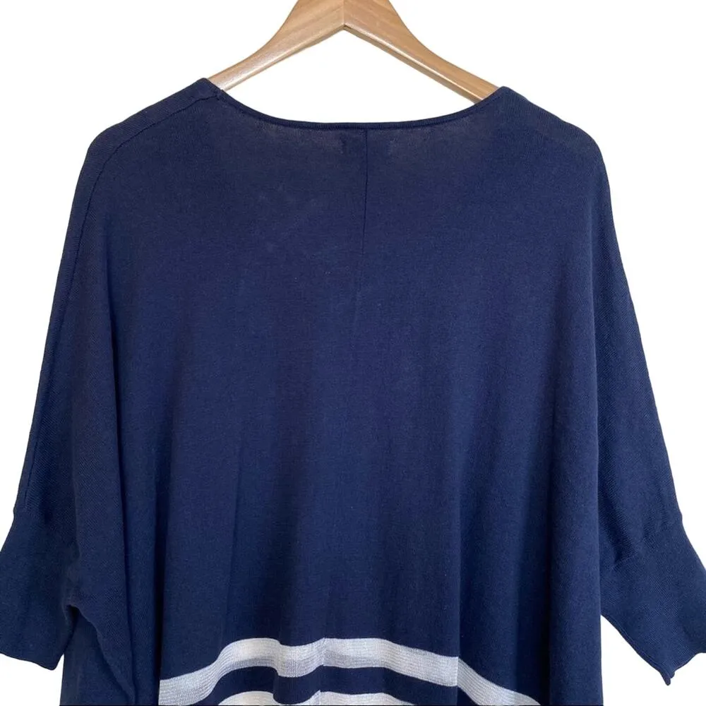 Charming Charlie blue white nautical stripe dolman short sleeve sweater large - Image 6