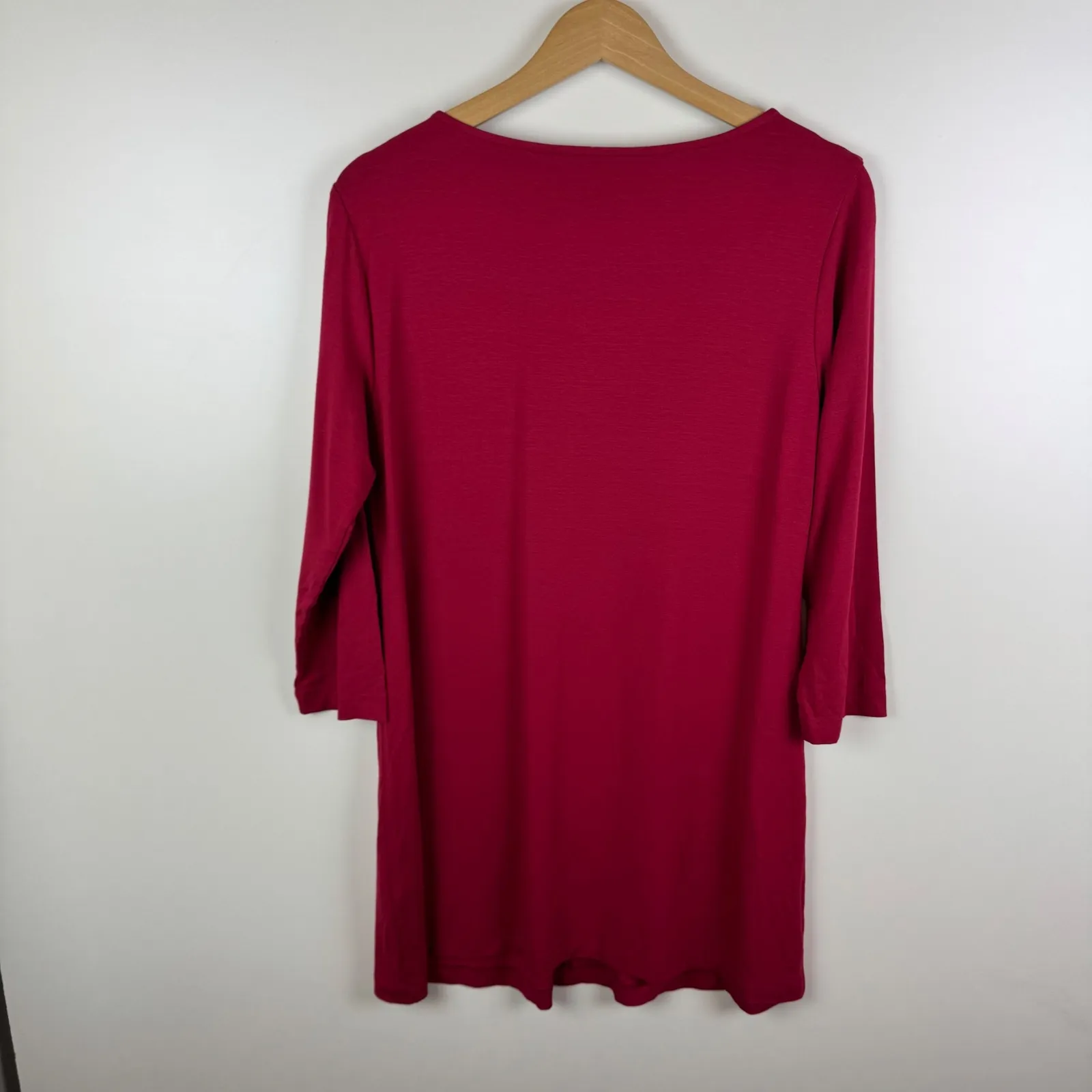 Eileen‎ Fisher Red Tunic Top Medium Minimalist Sustainable Christmas Holiday - Image 2