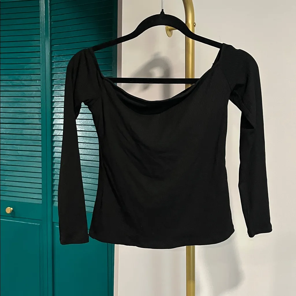 Halara Ribbed Knit Off-Shoulder Long Sleeve 2-in-1 Casual Top NWOT - small - Image 7